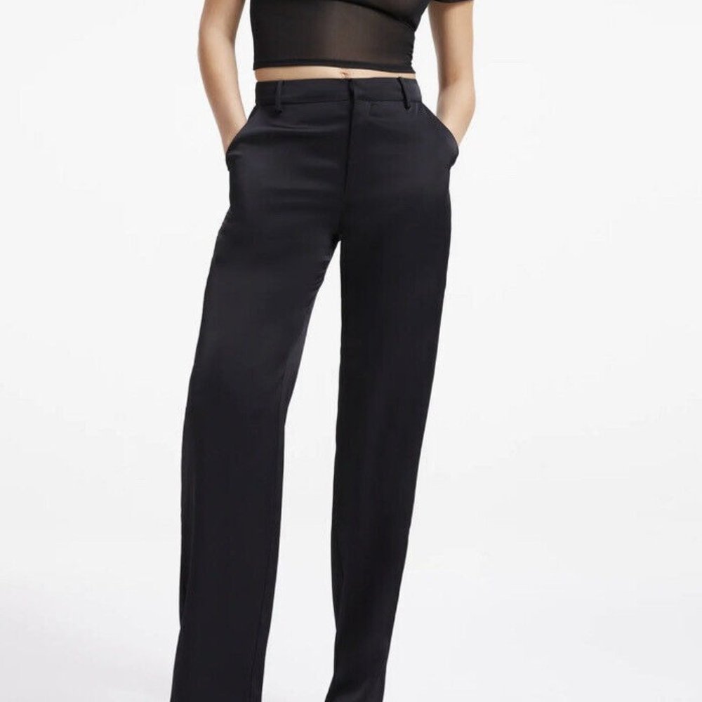 Good American Satin Pants Trousers Black